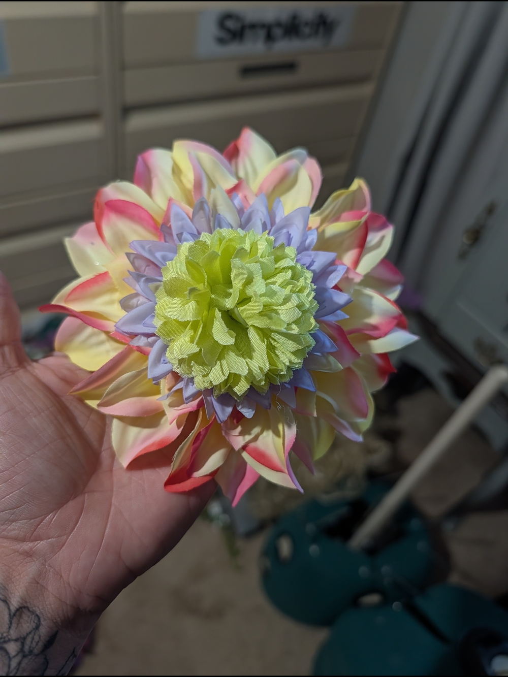 Handcrafted Multi-Color Faux Dahlia Hair Clip